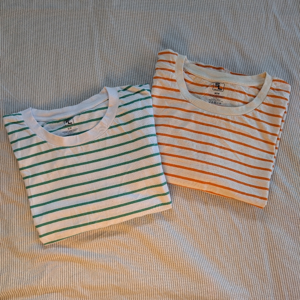 🍊Striped Short Sleeve Tee - Orange or Green Stripe